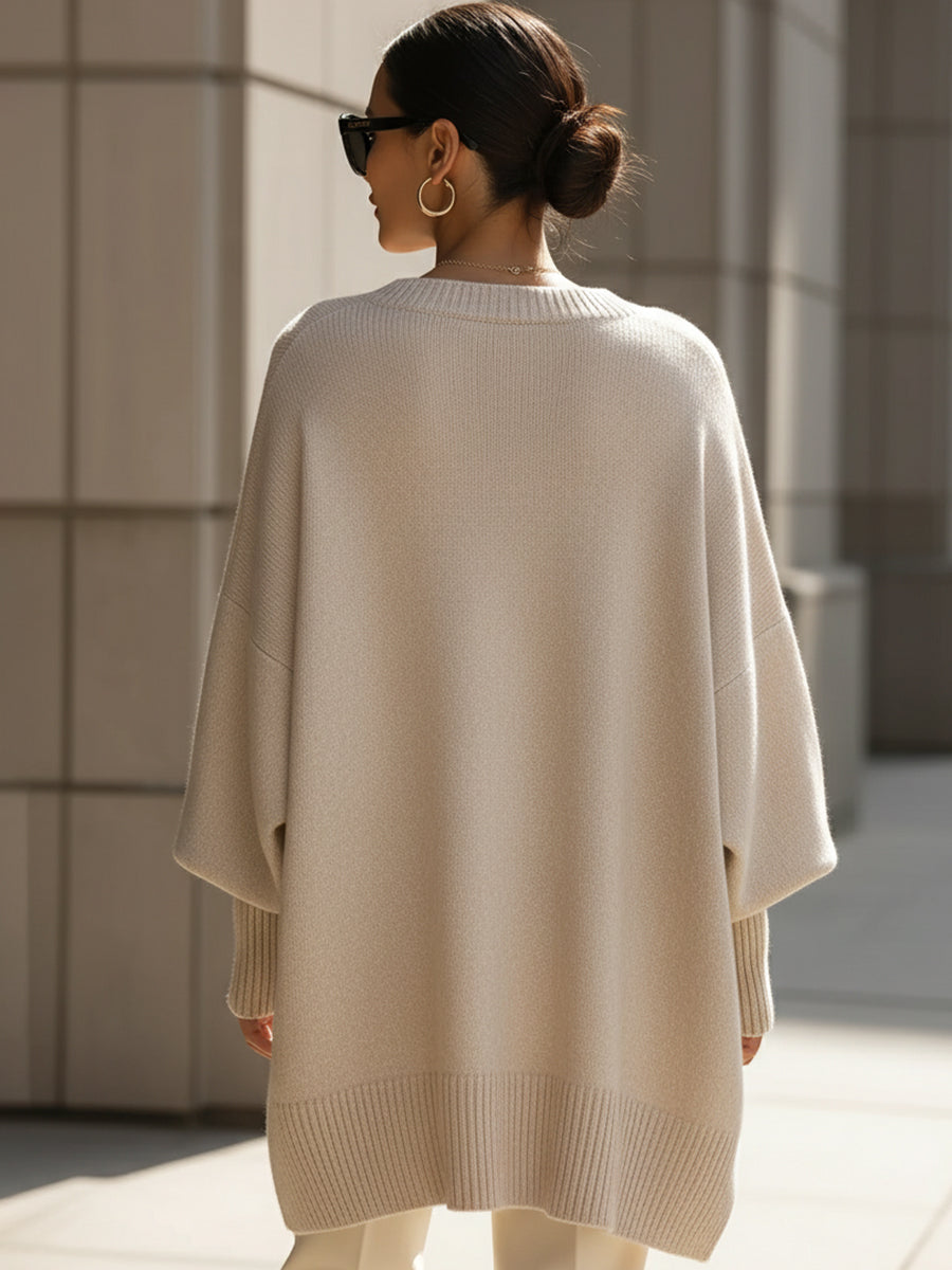 Oversized Draped Wide-Neck Sweater