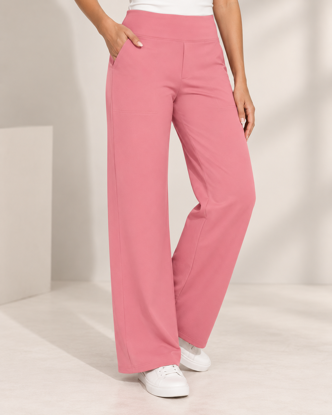 Comfortable Stretch Trousers With Wide Legs
