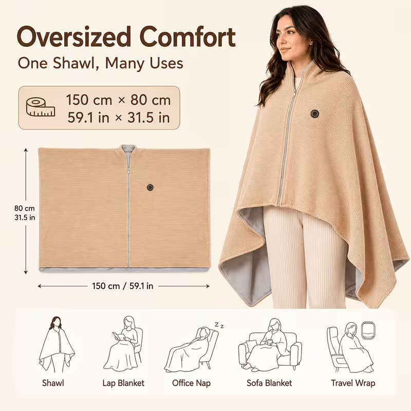 Wearable Heated Blanket Shawl