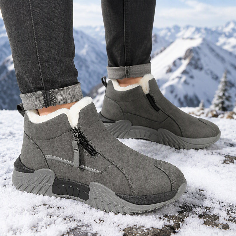 Zip On & Go Men's Warm PU Leather Casual Sneakers