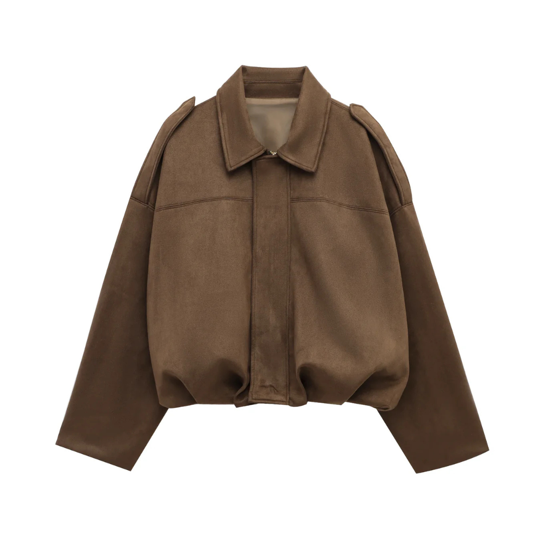 Celrien | VelvetAir Jacket Suede Women's Bomber Jacket with Zipper
