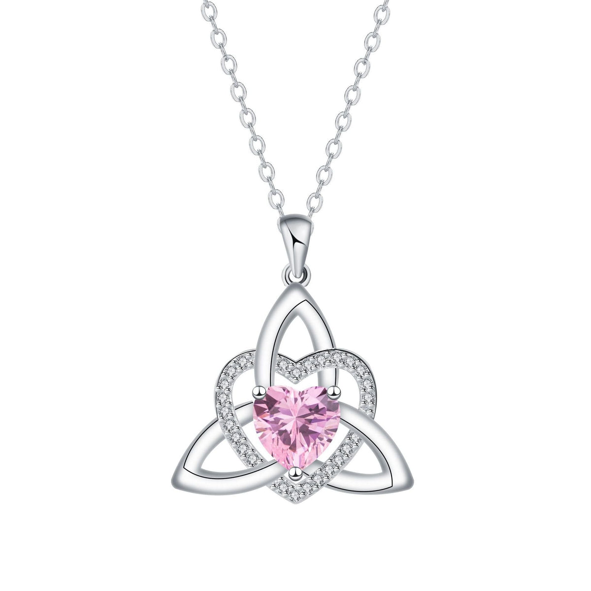 Birthstone Celtic Trinity Knot Heart Necklace Heart Shape Celtic Trinity Knot Birthstone Pendant