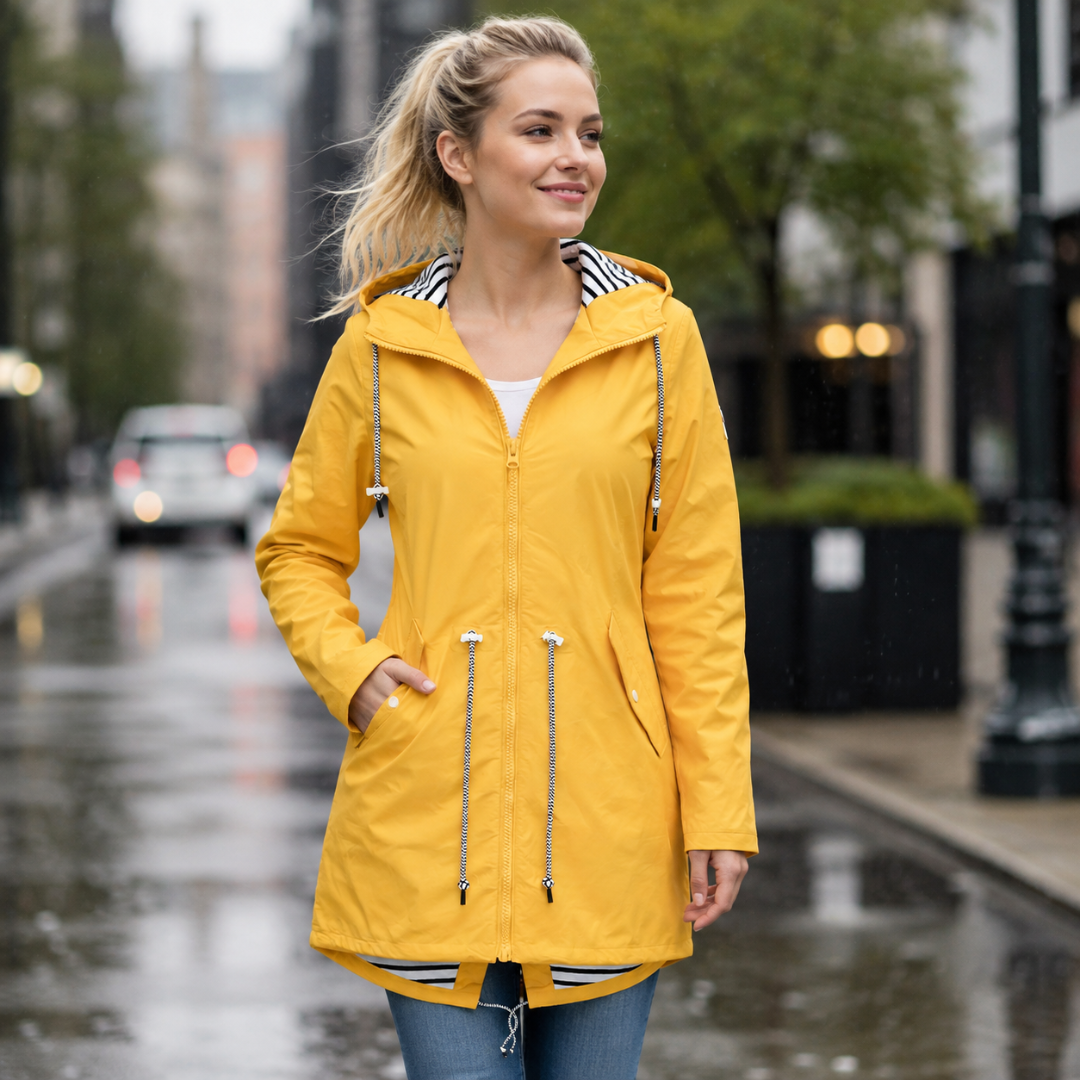 Celrien | Women's Long Waterproof Rain Coat with Hood – Lightweight Casual Coat