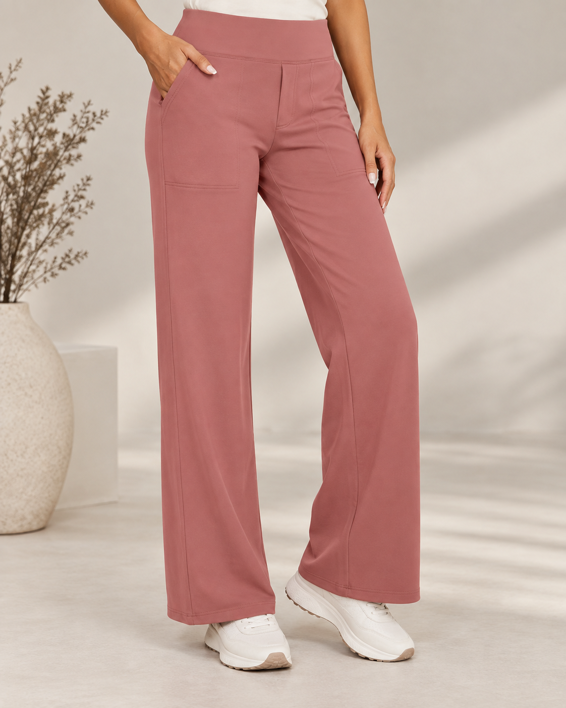 Comfortable Stretch Trousers With Wide Legs