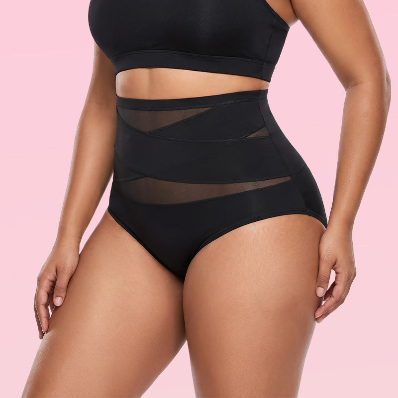 Plus Size High-Waisted Tummy Control Crossover Panties