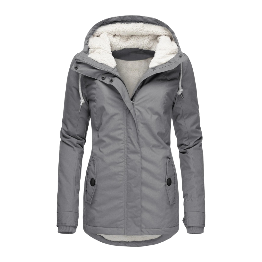 Women's jackets fleece-lined hooded design long cut winter coat