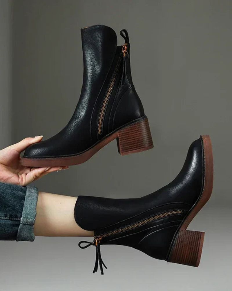 Pernelle | Leather Boots with Block Heel