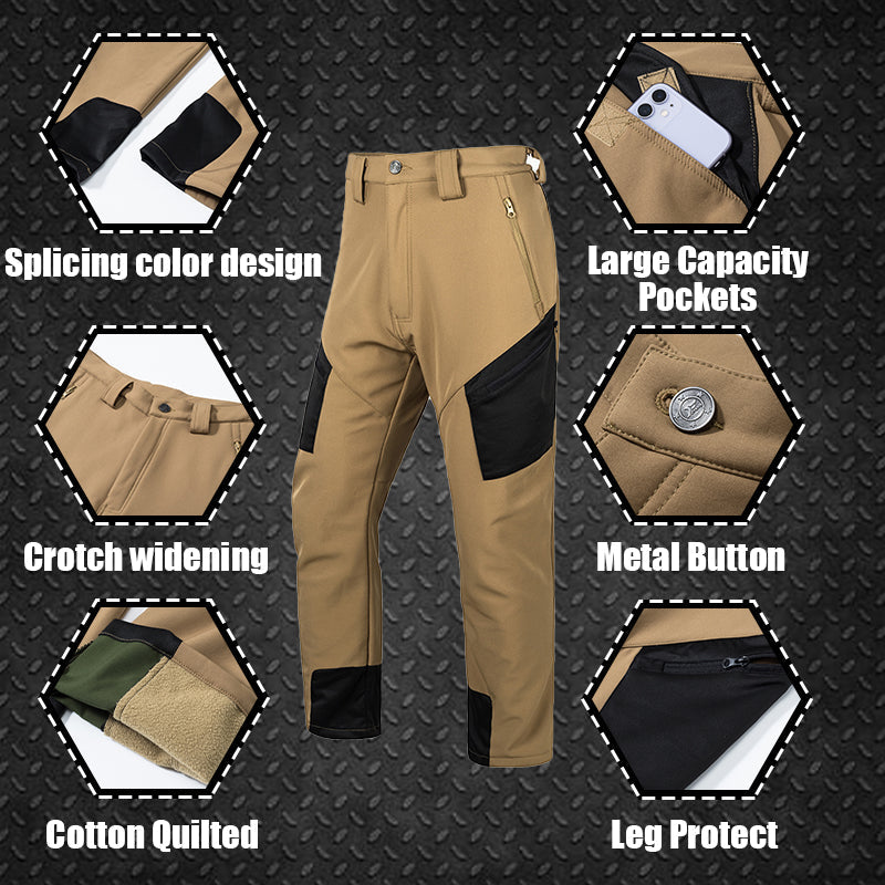 Men's Softshell Waterproof Outdoor Cargo Trousers for Winter