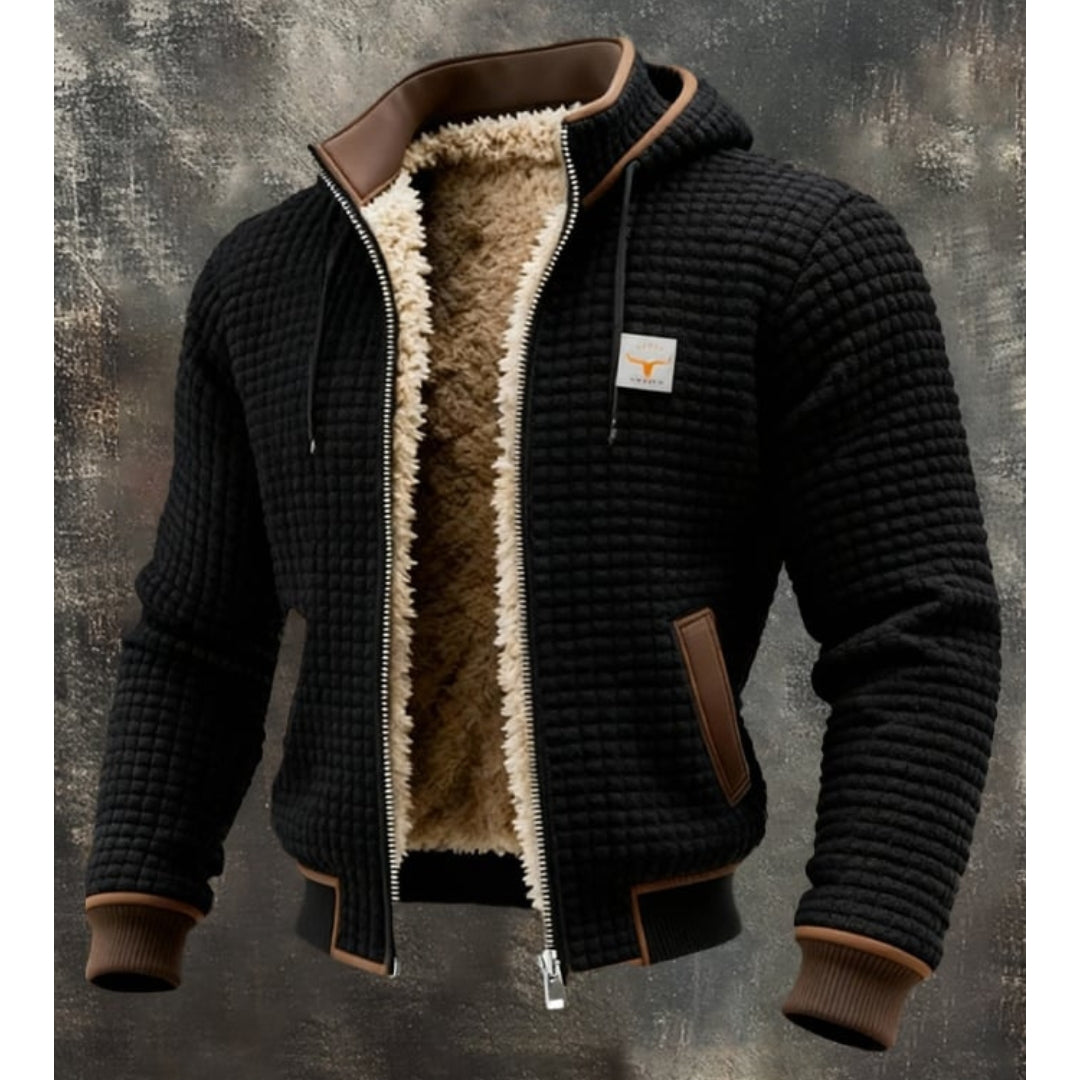 Men's Thermal Fleece Winter Jacket – Quilted Hooded Zip-Up Coat with Sherpa Lining and Wind-Resistant Finish