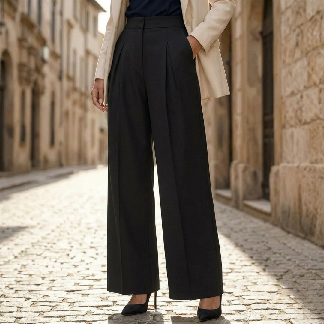 Celrien | Women’s Loose Fit Pleated Stripe Pants High Waist Casual Wear