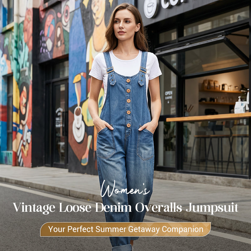 Women's Relaxed-Fit Denim Overalls with Deep Pockets
