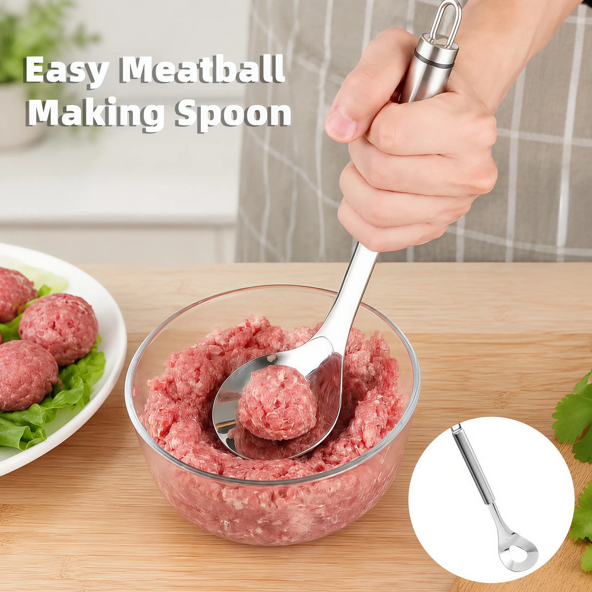 Stainless Steel Meatball Maker Spoon, Non-Stick Meat Ball Extrusion Scoop