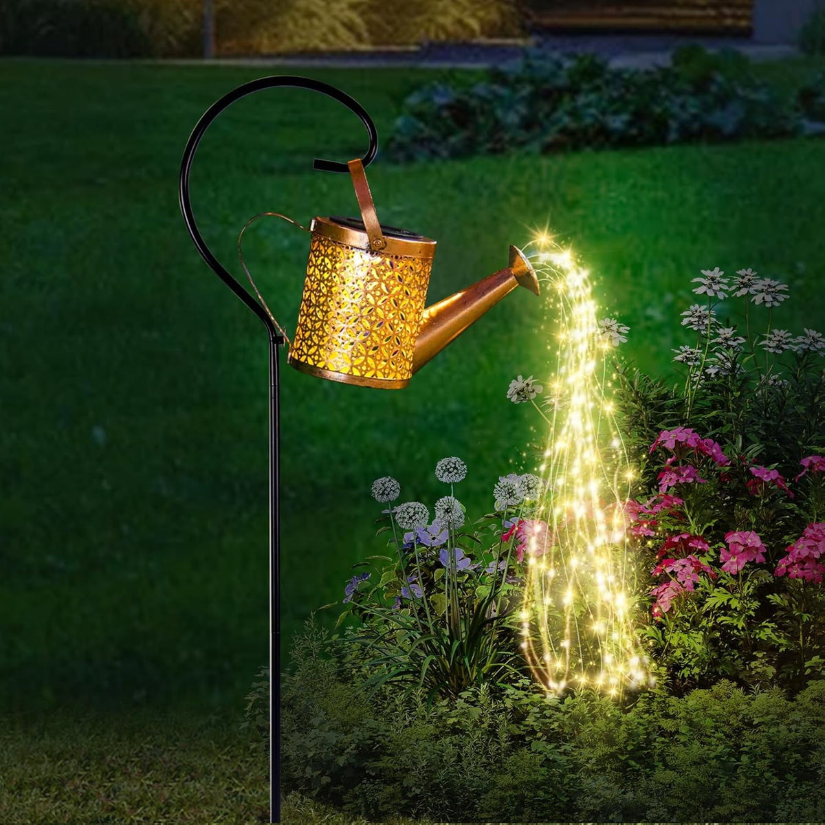 Solar Watering Can String Light with 60 LEDs, Warm White or Multicolor