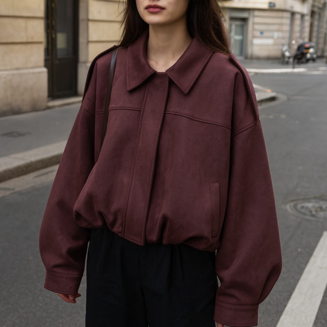Celrien | VelvetAir Jacket Suede Women's Bomber Jacket with Zipper