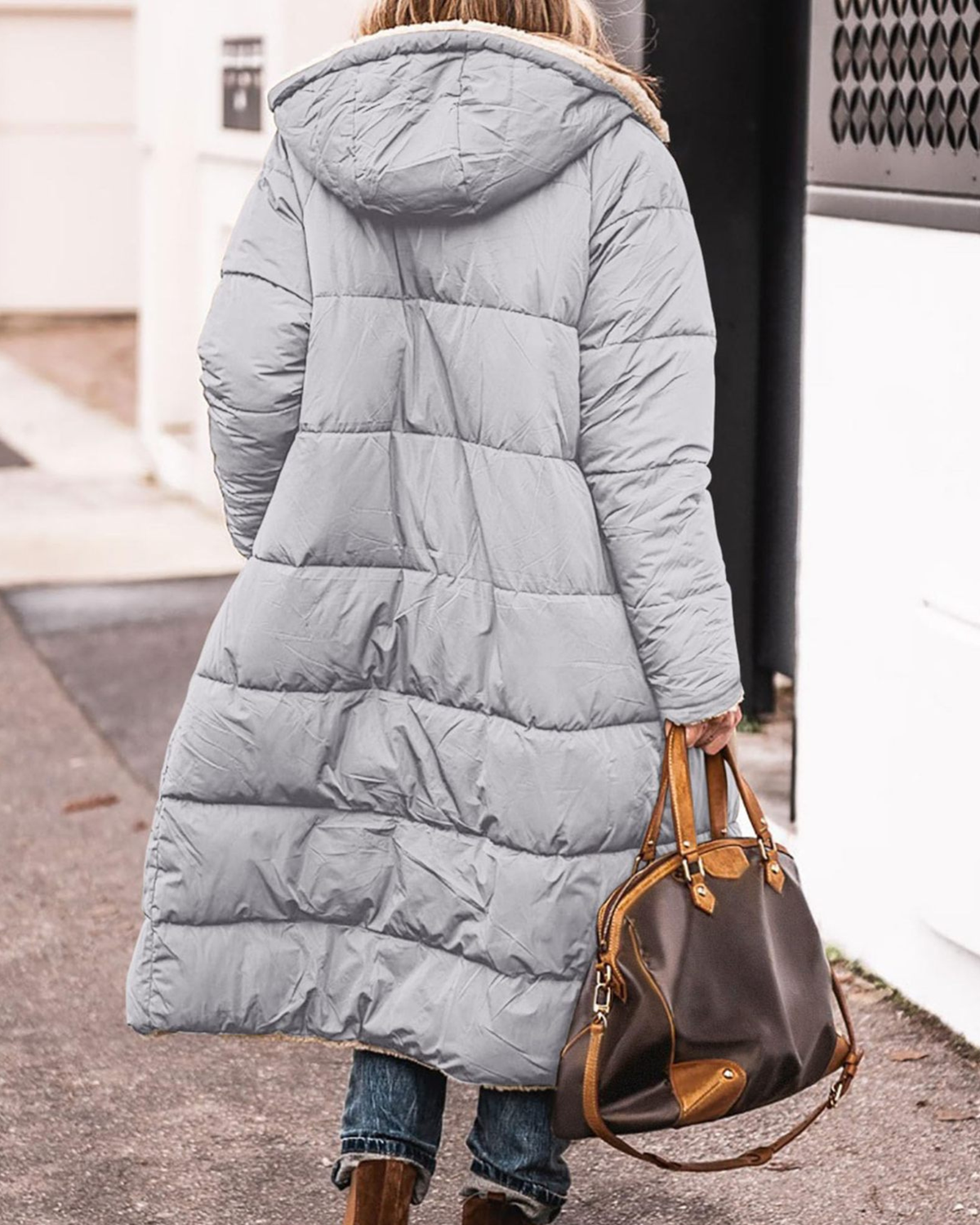 Long Reversible Sherpa Hooded Coat
