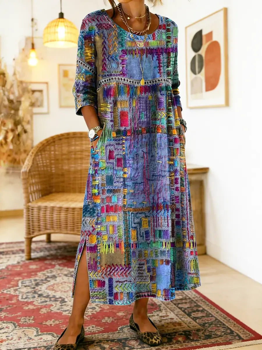 Dress with Ethnic Patchwork