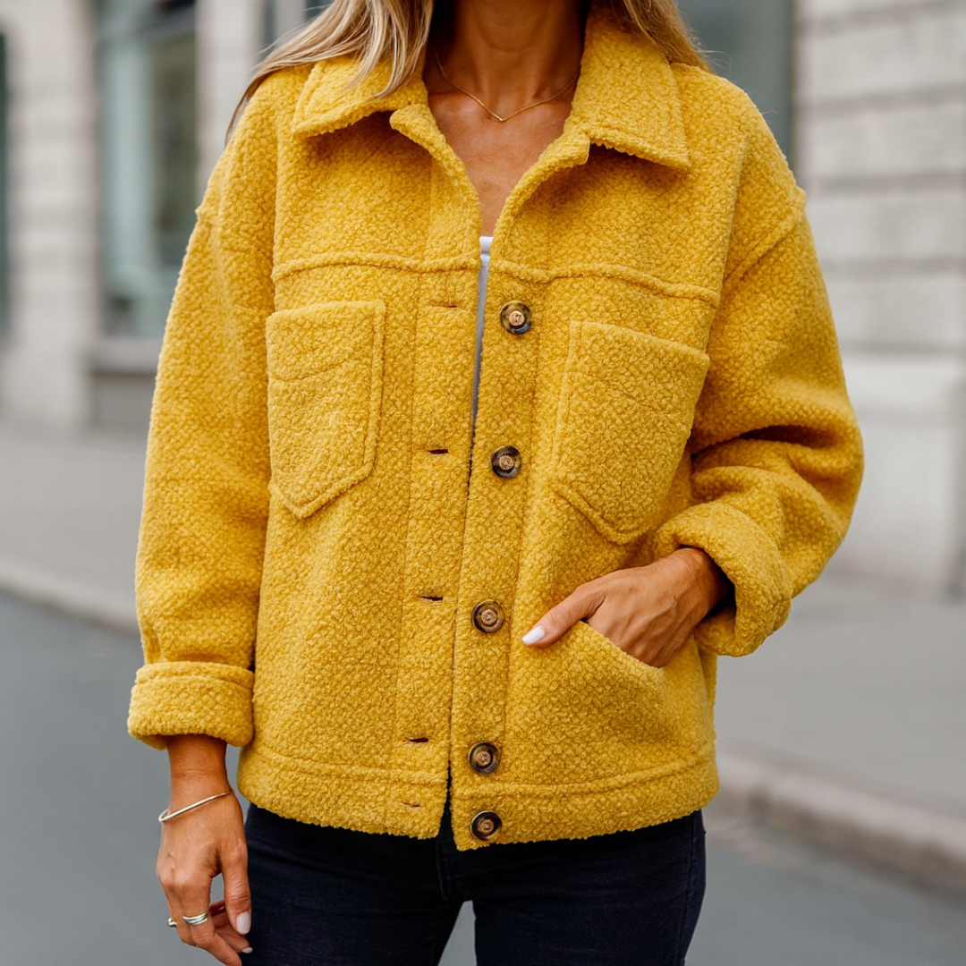 Celrien | CozySpring Short Teddy Jacket with Lapel Collar