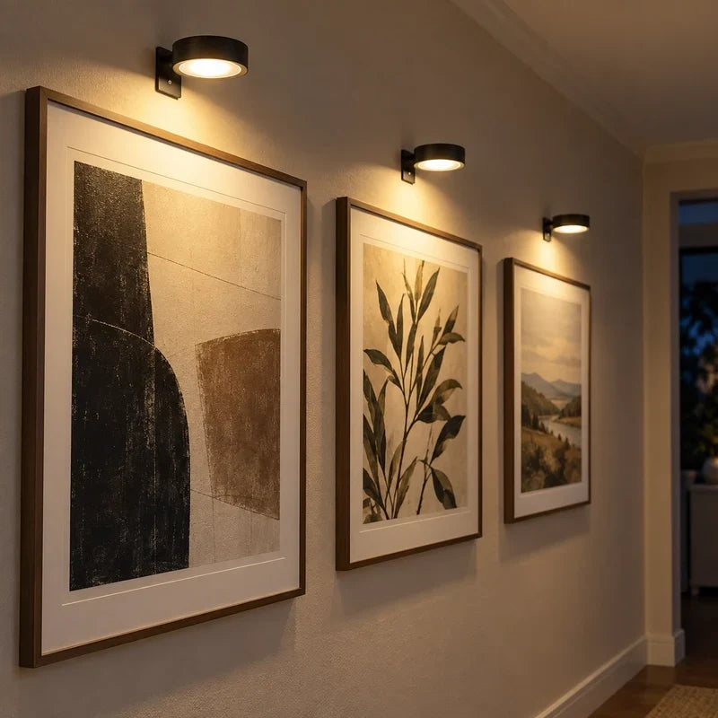 Cordless picture light with dimmable brightness and remote control