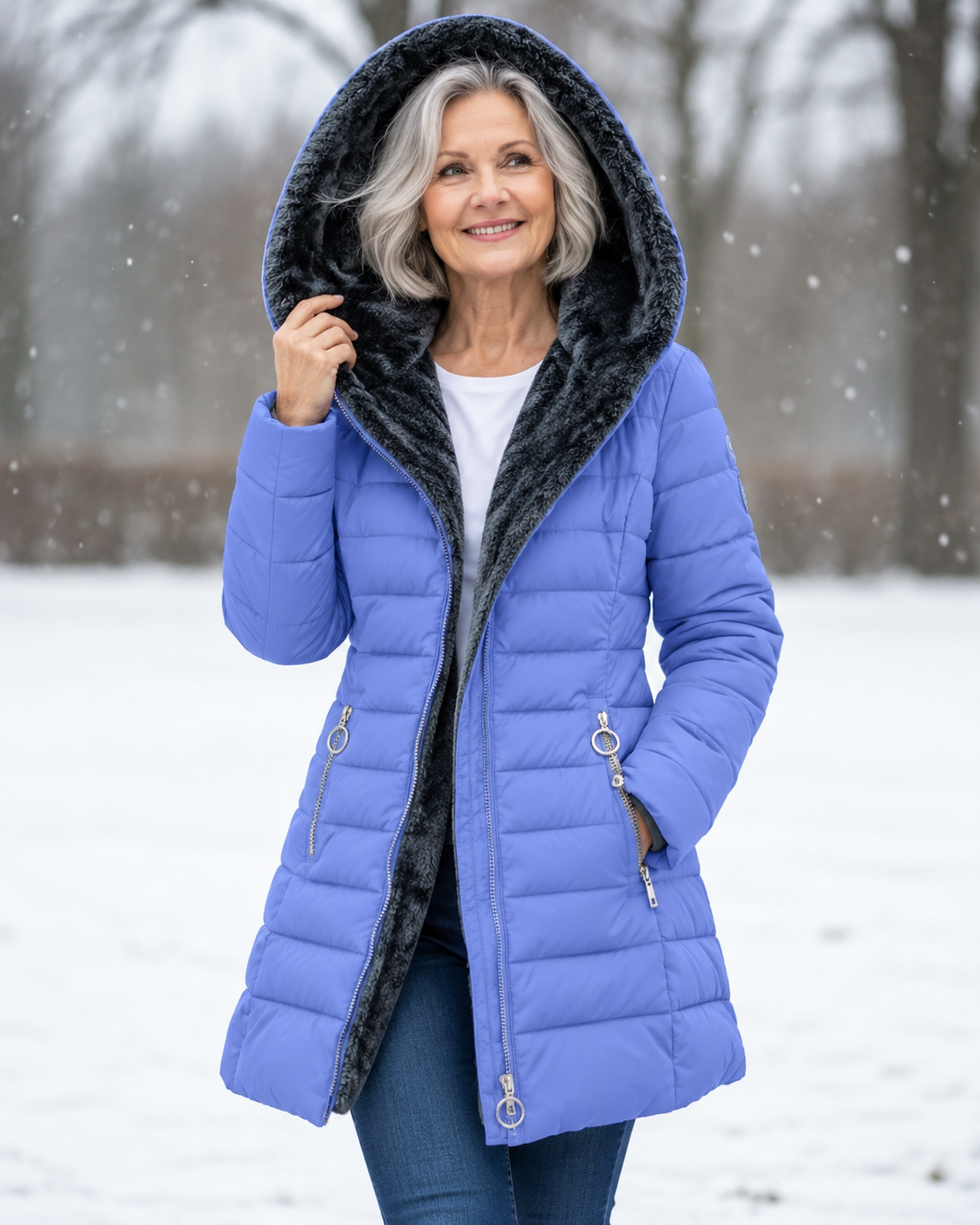 Warm Quilted Winter Coat with Hood