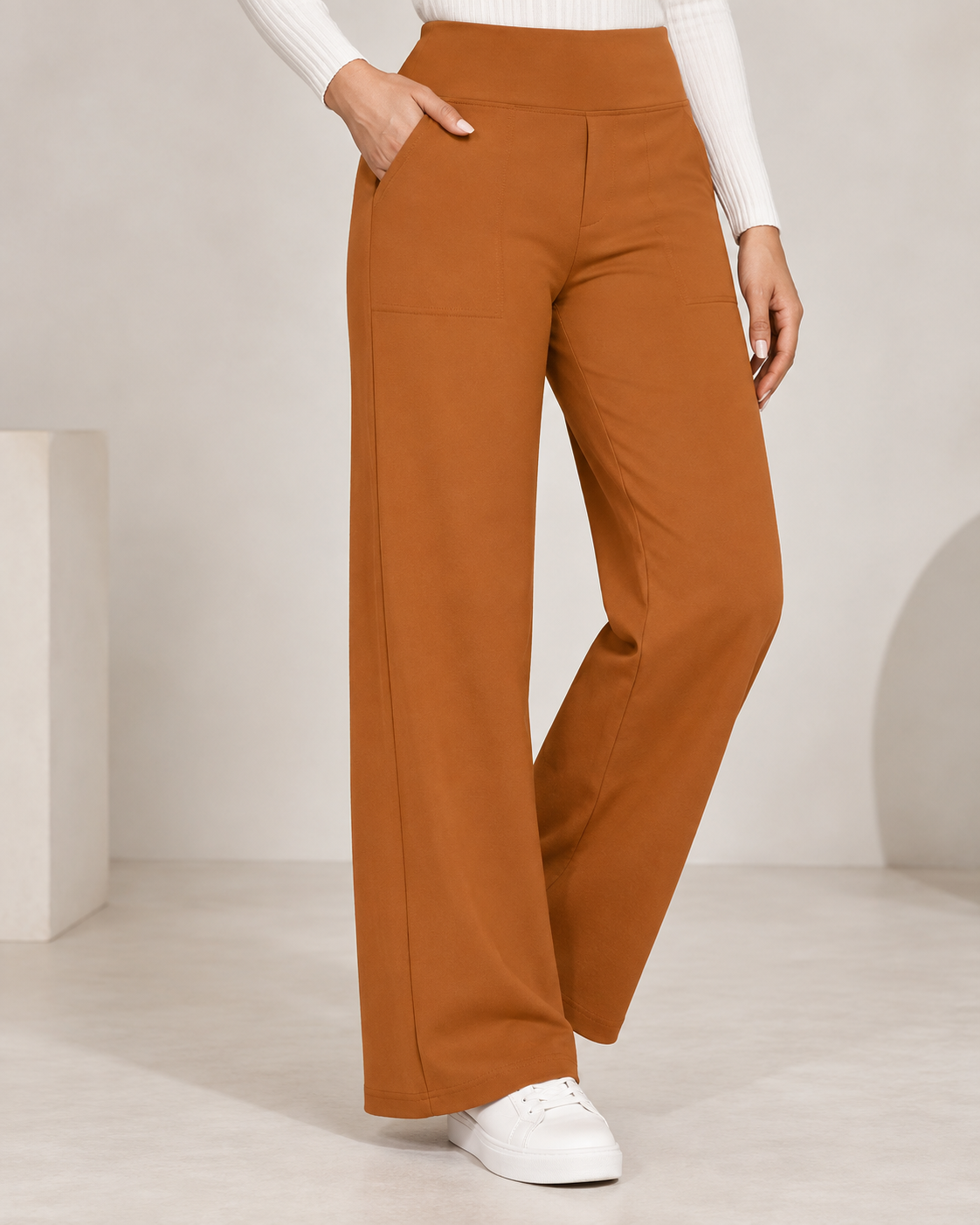 Comfortable Stretch Trousers With Wide Legs
