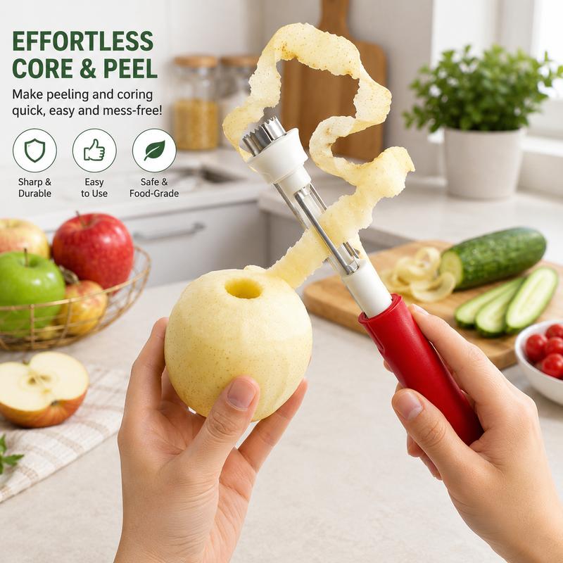 2 in 1 Apple Corer and Peeler, Apple Core Removal Tool, Stainless Steel Fruit Corer