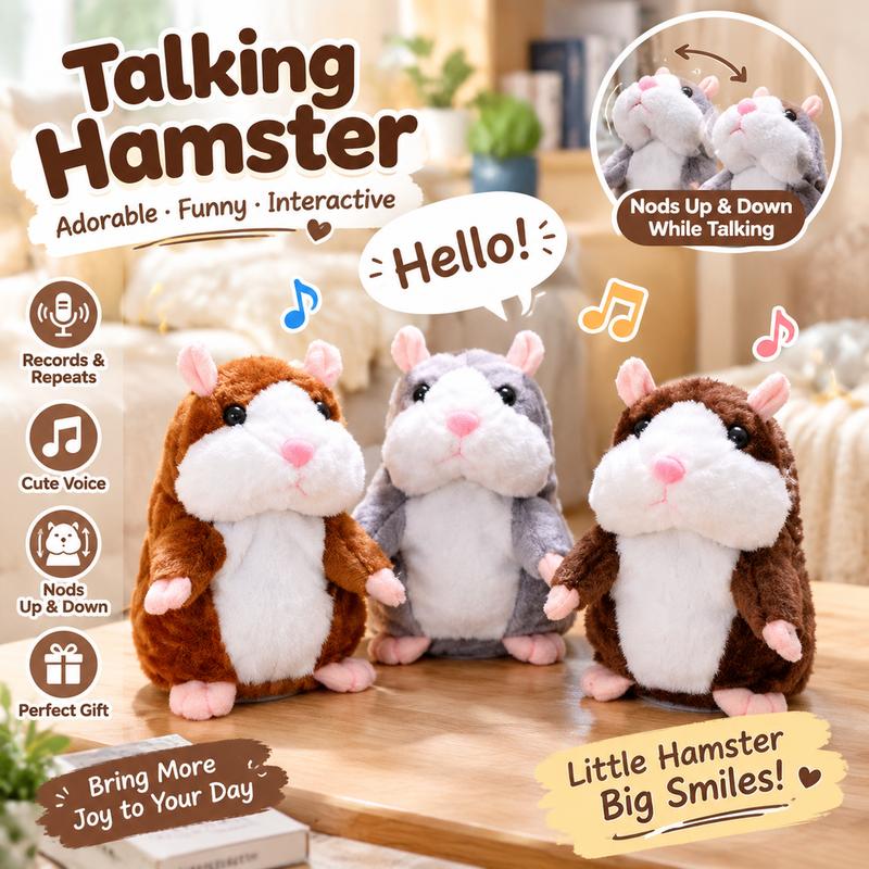 Talking Hamster Plush, Repeats Voices and Shakes Head