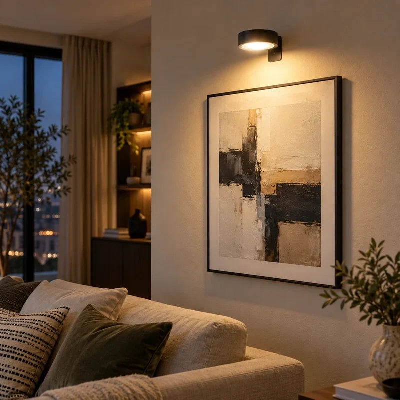 Cordless picture light with dimmable brightness and remote control