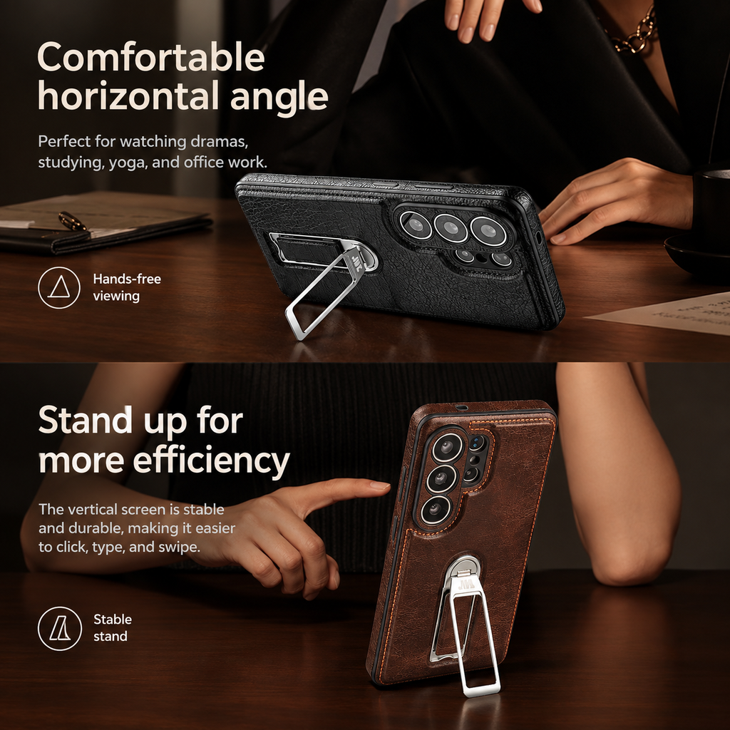 Premium Leather Stand Galaxy Phone Case