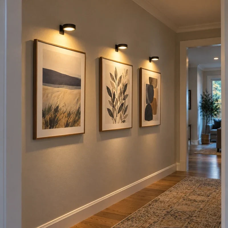 Cordless picture light with dimmable brightness and remote control