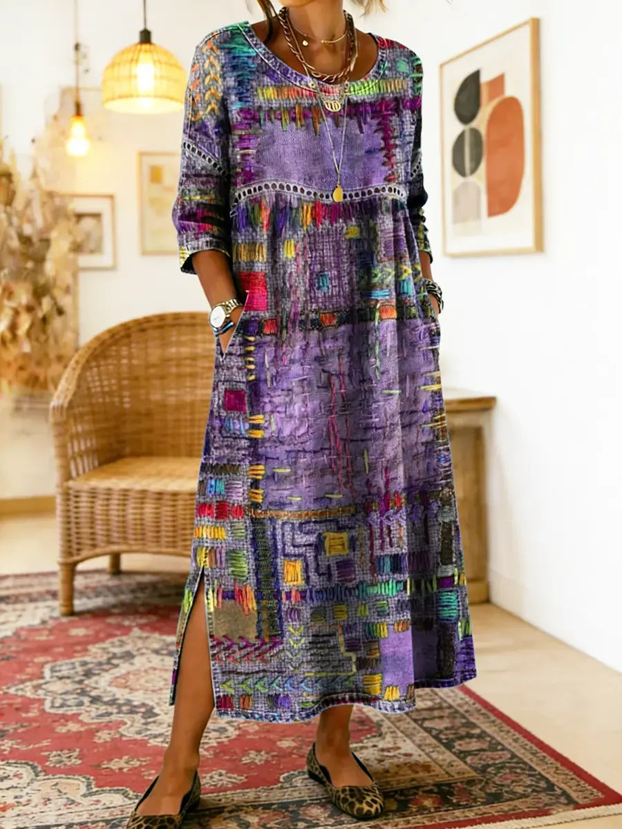 Dress with Ethnic Patchwork