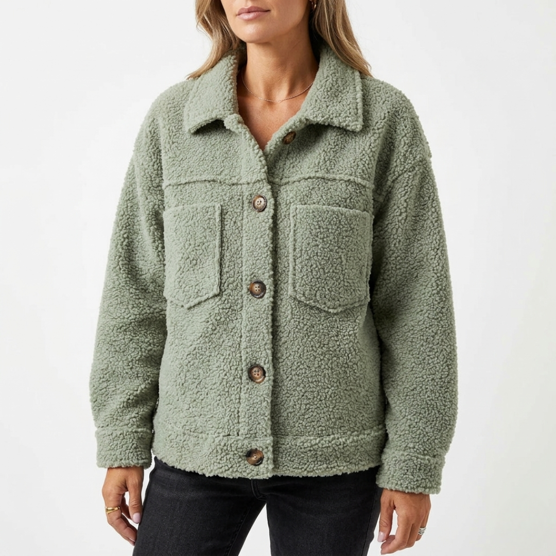 Celrien | CozySpring Short Teddy Jacket with Lapel Collar