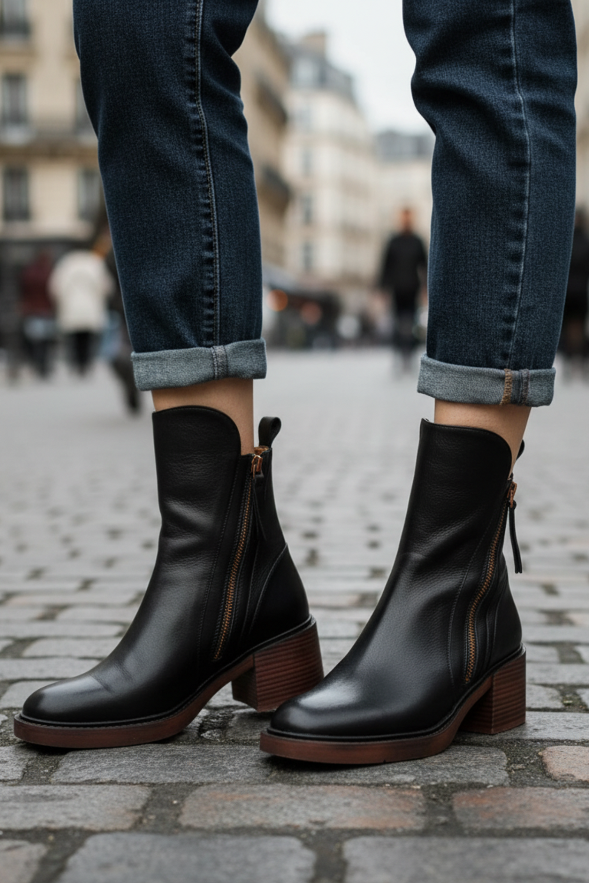 Pernelle | Leather Boots with Block Heel