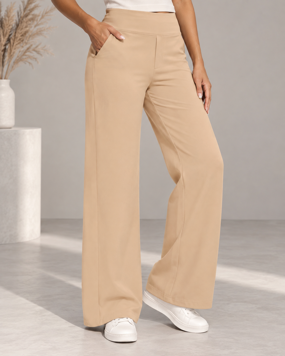 Comfortable Stretch Trousers With Wide Legs