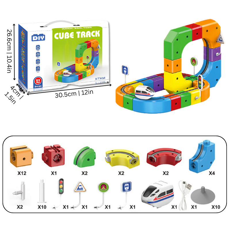 3D Train Tracks with Mix-and-Match STEM Cubes