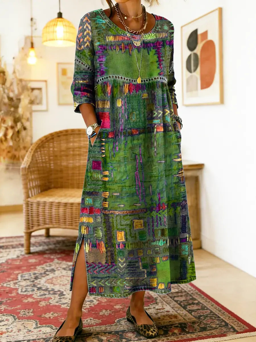 Dress with Ethnic Patchwork