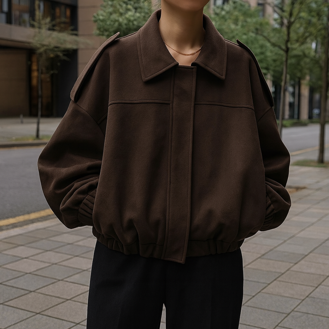 Celrien | VelvetAir Jacket Suede Women's Bomber Jacket with Zipper