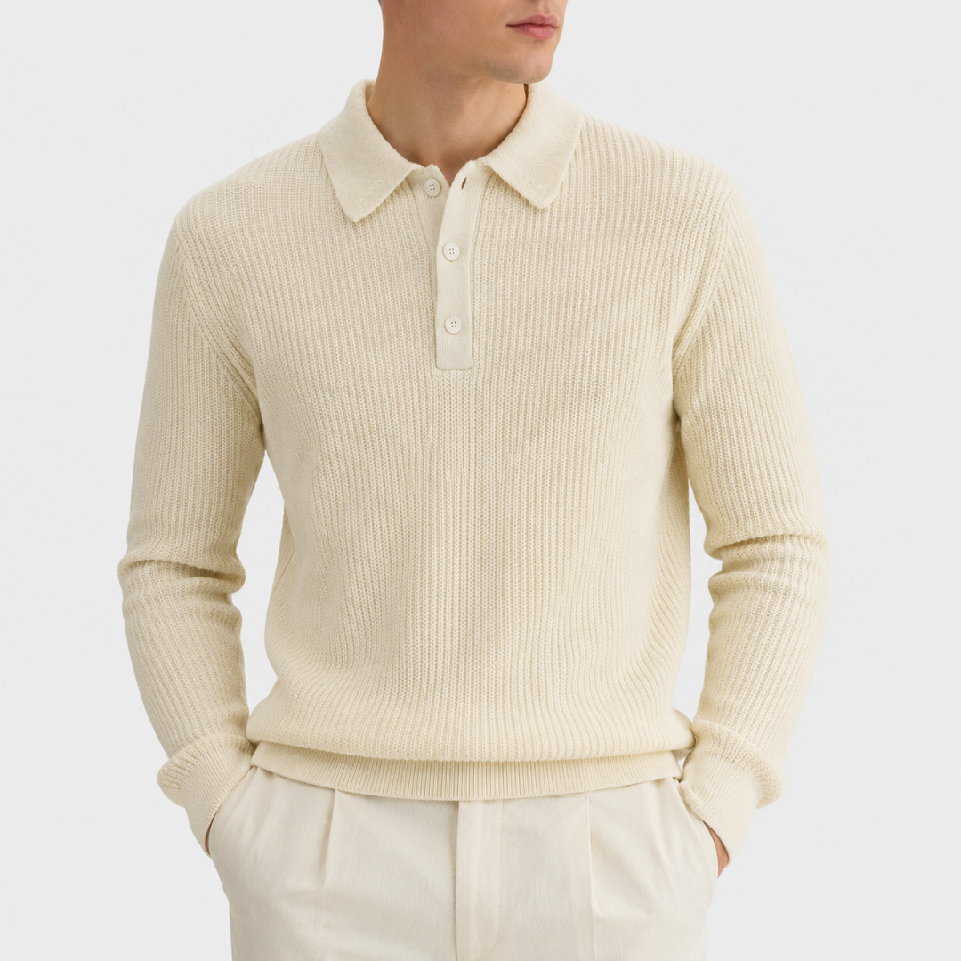 Celrien | Men’s Casual Ribbed Polo Sweater Soft Lightweight Knitwear