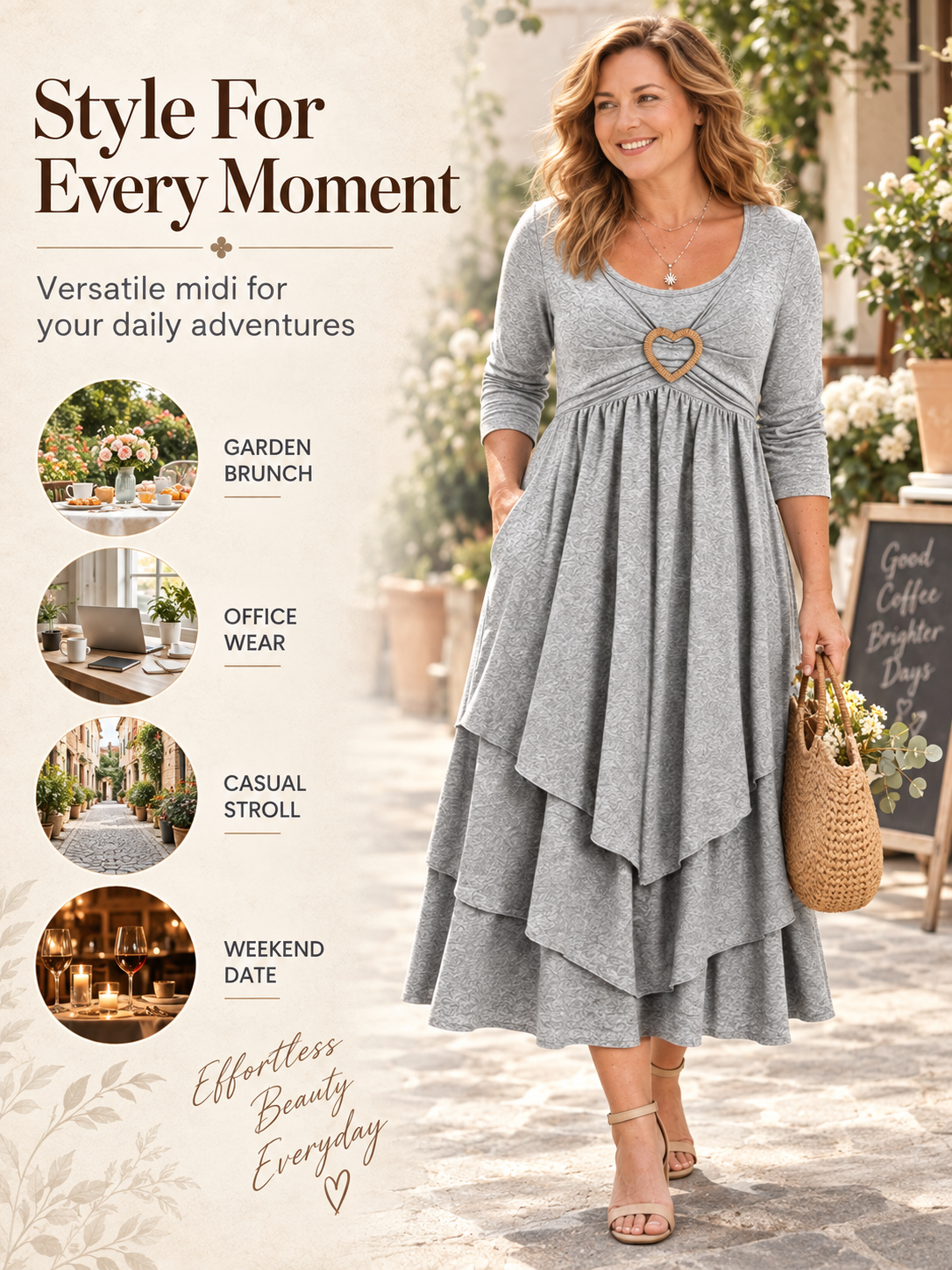 Waist-Cinching Dress With Heart Decoration