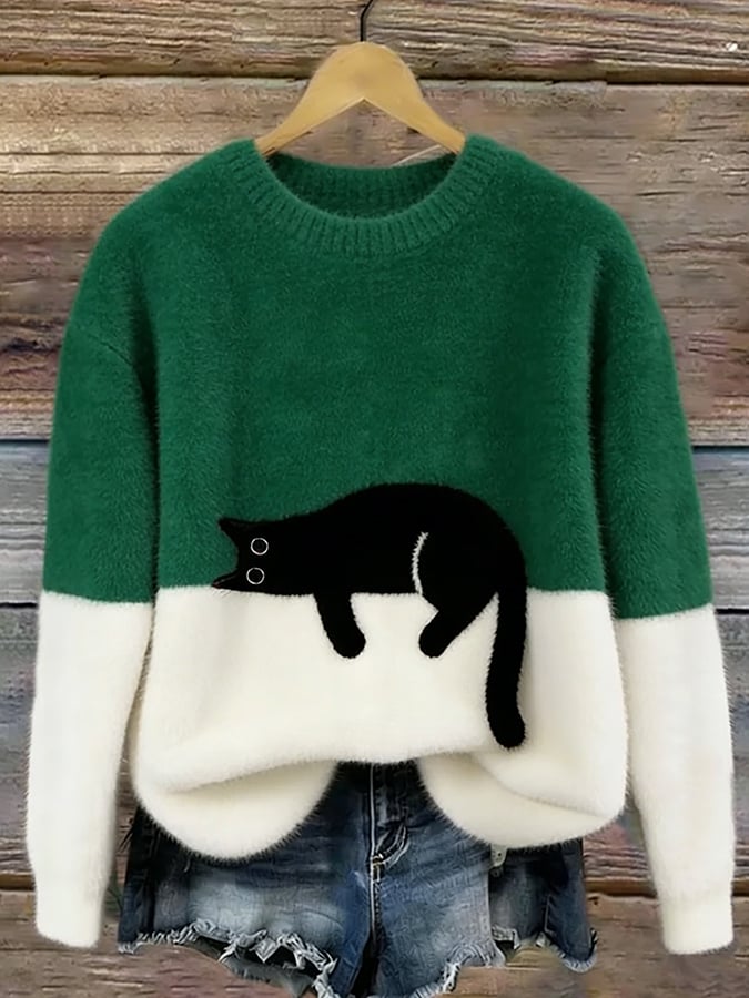 Black Cat Cosy Oversized Plush Sweatshirt