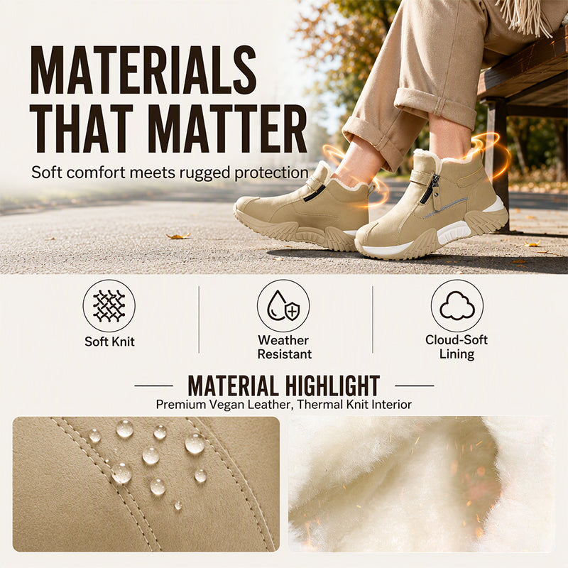 Zip On & Go Men's Warm PU Leather Casual Sneakers