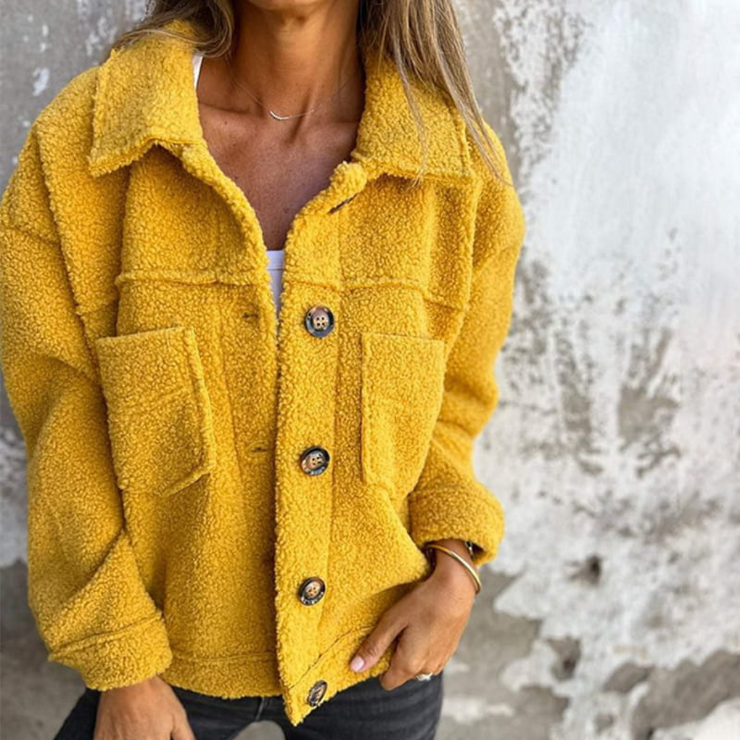 Celrien | CozySpring Short Teddy Jacket with Lapel Collar
