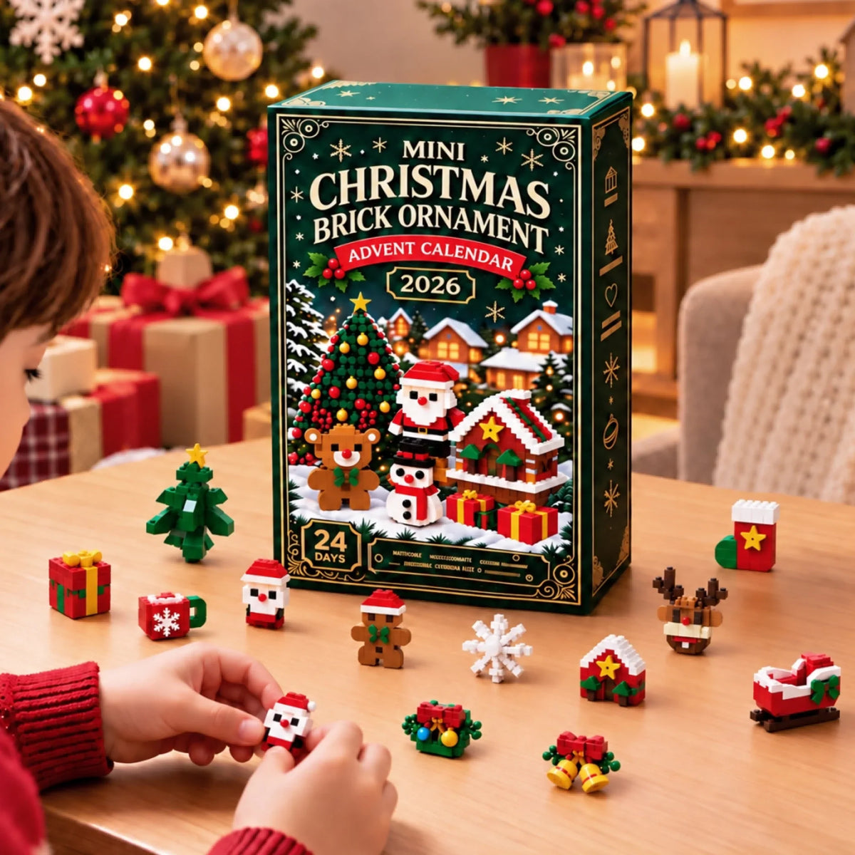 Mini Christmas Brick Ornament Advent Calendar - Holiday Tree Decorations