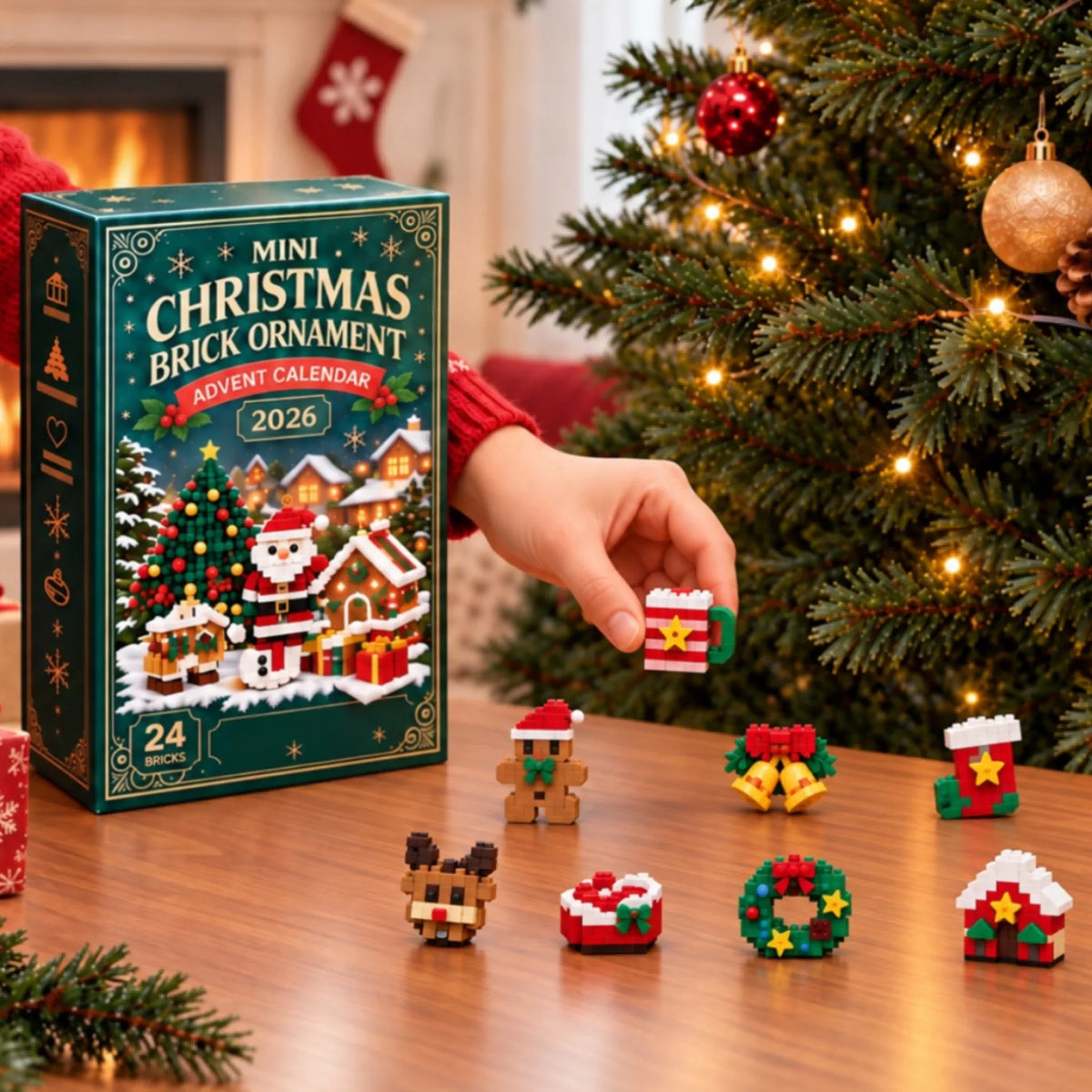 Mini Christmas Brick Ornament Advent Calendar - Holiday Tree Decorations