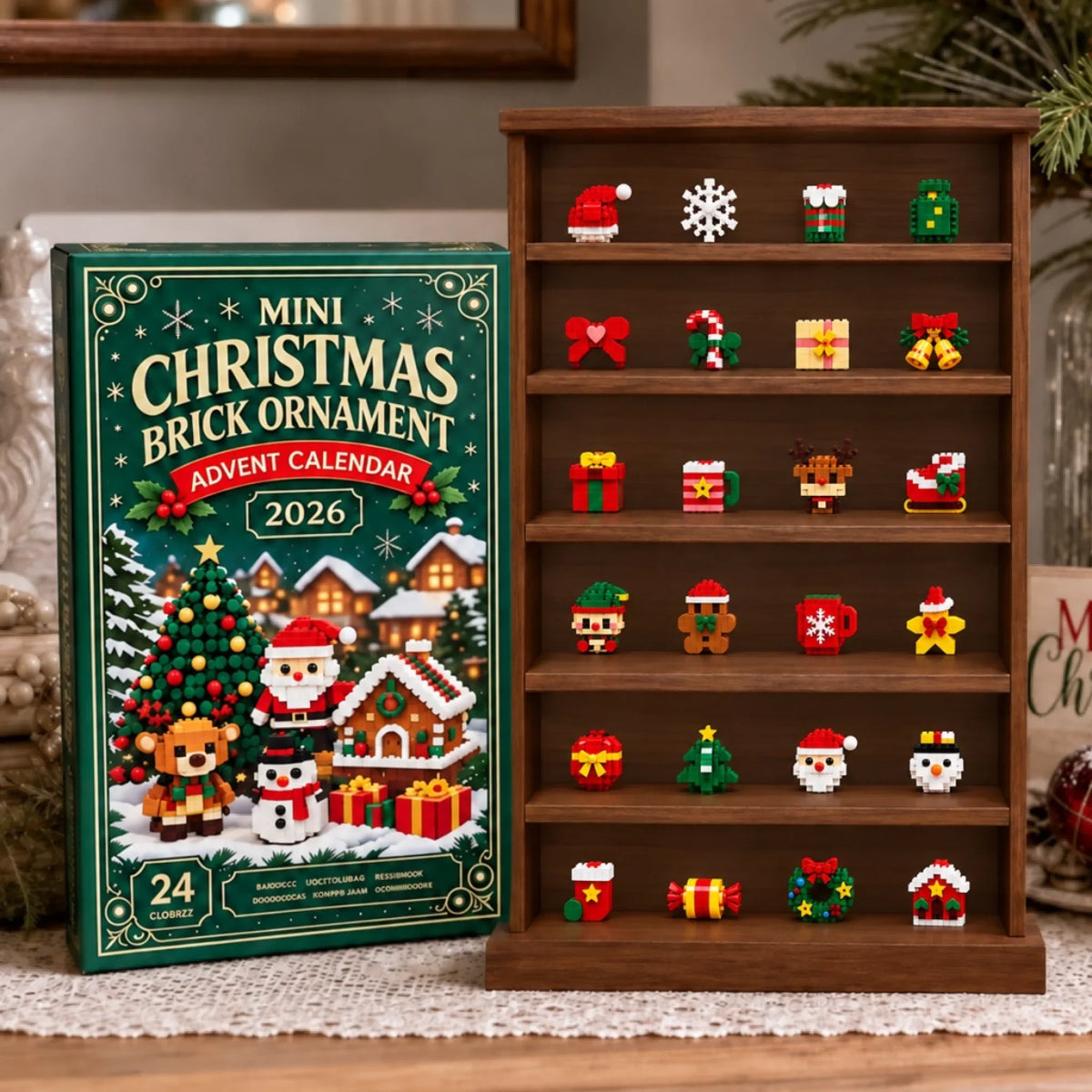 Mini Christmas Brick Ornament Advent Calendar - Holiday Tree Decorations