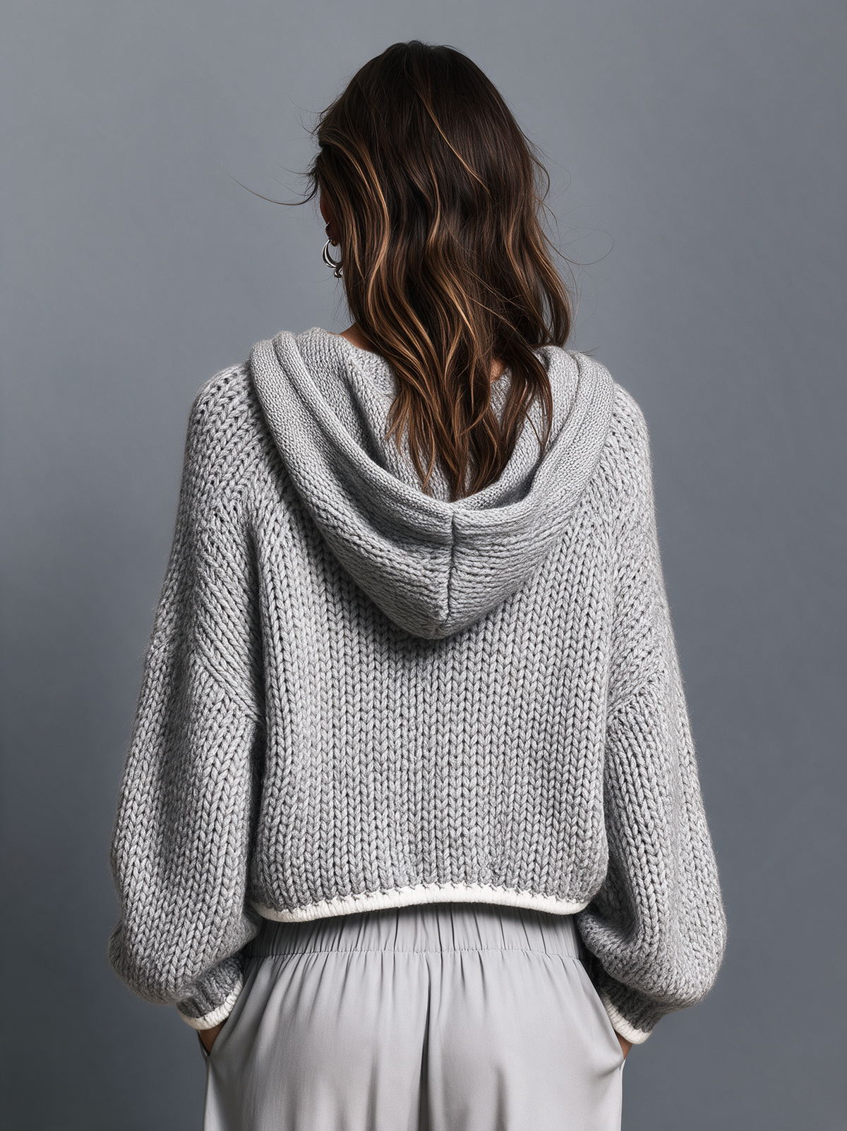 Women's Casual Long-Sleeve Knitted Hoodie