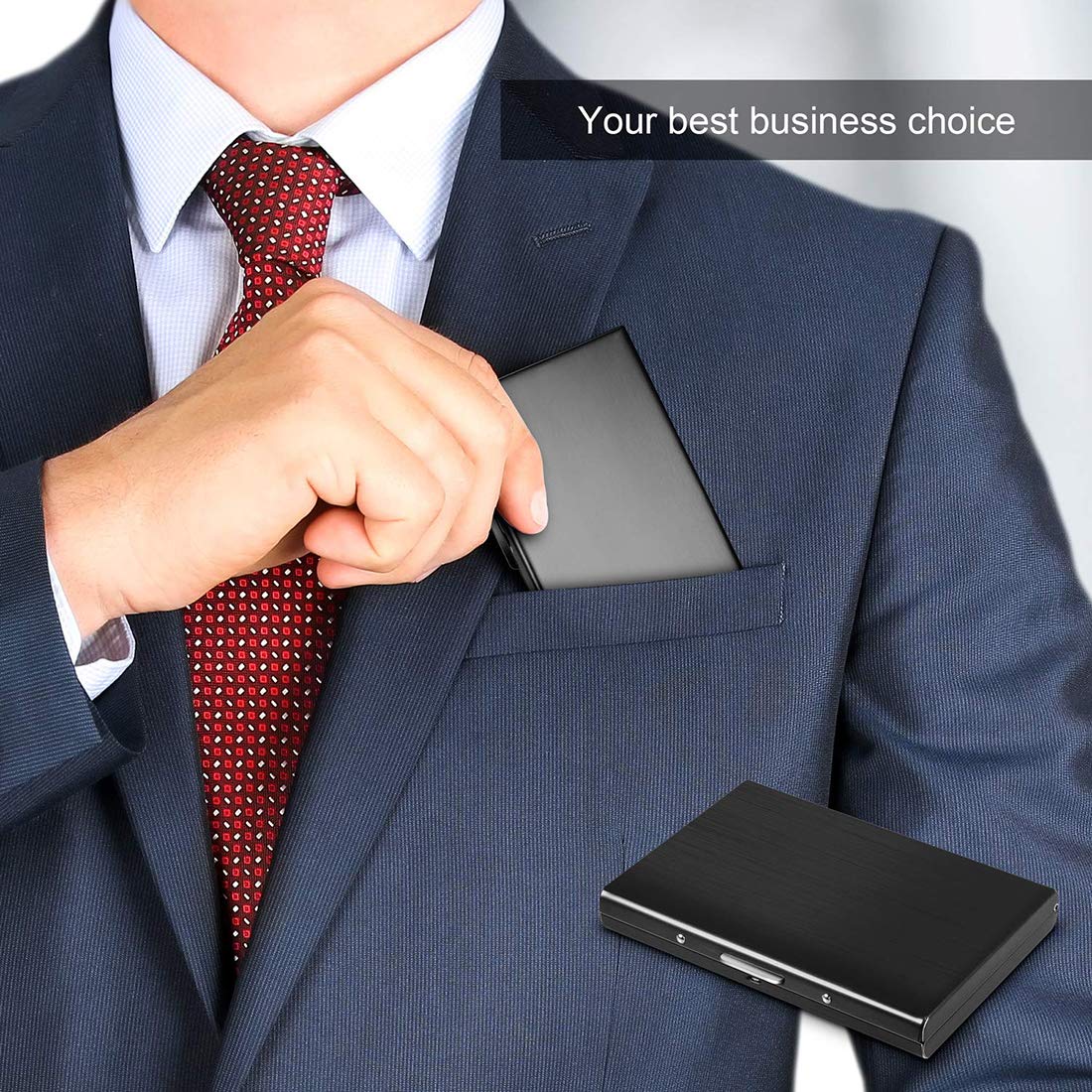 RFID Blocking Metal Card Holder, Ultra Slim Stainless Steel Business Credit Card Case