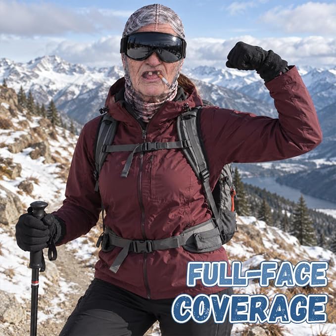 Funny Old Man Face Balaclava - Dralon Thermal Winter Ski Mask for Men & Women