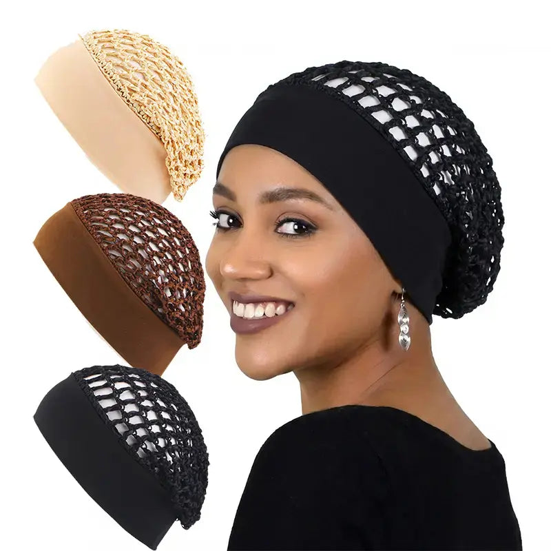 3-Piece Stretchy Wide-Edge Sleeping Cap Set
