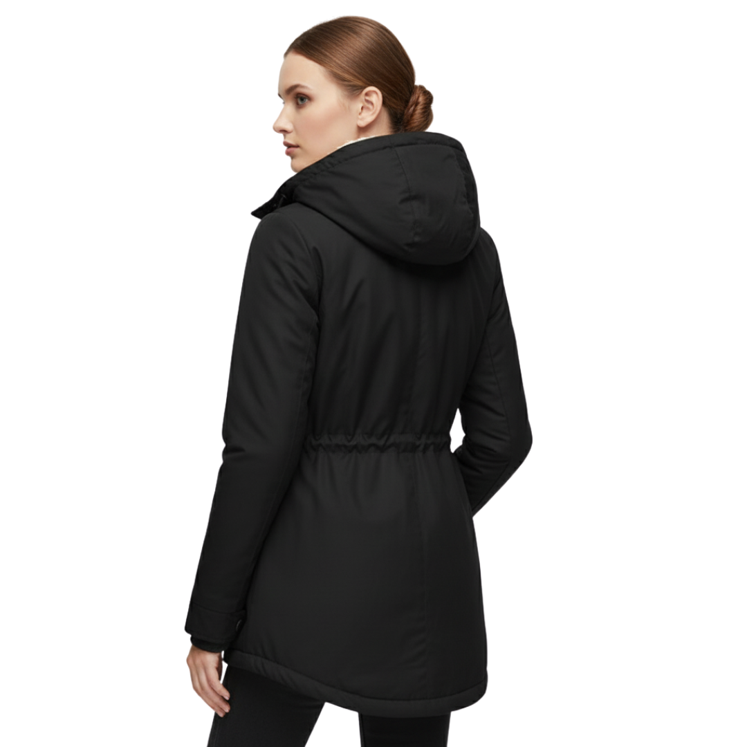 Women's jackets fleece-lined hooded design long cut winter coat