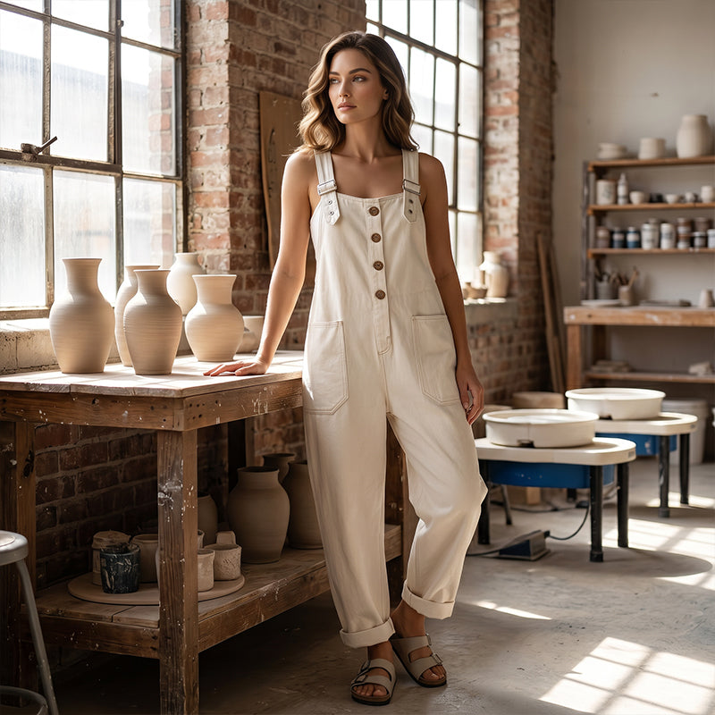 Women's Relaxed-Fit Denim Overalls with Deep Pockets